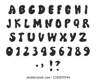 A 1970s 1960s Styled Retro Alphabet. Grunge Isolated Doodle Hand Drawn Font