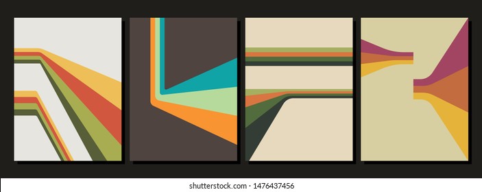 1970s, 1980s Backgrounds, Vintage Color Lines, Perspective View