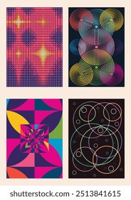 1970s Abstract Background, Vintage Colorful Artwork, Vector Template for 70s Retro Party Posters, Covers, Illustrations