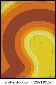 1970s Background, Pattern, Cover Template, Vintage Colors and Shapes, Grunge Texture