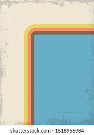 1970s Background, Poster, Cover Template, Vintage Color Stripes, Grunge Texture Pattern