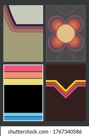 1970s Background Set, Poster, Cover Tamplates, Color Lines and Circles