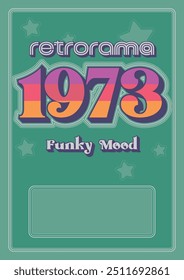 Fondo de la década de 1970, Plantilla de Vector para fiesta retro, evento. 1973 Funky Sentimiento, Colores de los años 70 y estilo 