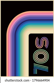 1970s Background, Vintage Colorful Linear Cover, Poster