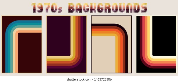 1970s Backgrounds, Patterns. Vintage Colors And Stripes, Vintage Banner Layouts 