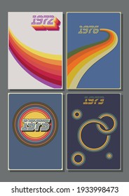1970s Backgrounds, Posters, Covers Template Set, Vintage Color Combinations