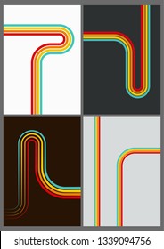 1970s backgrounds set line art color wallpapers