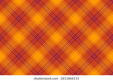 1970s check plaid fabric, geometric textile texture seamless. Product tartan background pattern vector in red and bright colors palette.