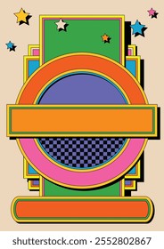 1970s Color Abstract Poster Template for Retro Style Party, Event