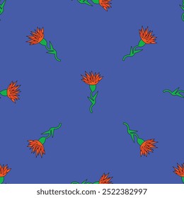 1970s floral seamless pattern. Groovy and funky hippie aesthetic.Good vibes only.Ornament with flowers, botany, petals.Psychedelic rainbow repeating background.Retro print for fabric with nature.