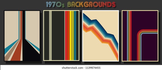 Fundos geométricos da década de 1970 e cenários abstratos conjunto
