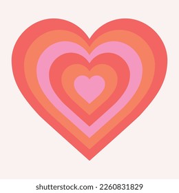 1970's groovy heart design. Vector illustration. 