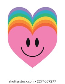 1970's groovy heart design. Vector illustration. 