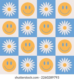 1970's groovy seamless pattern design. Vector illustration. 