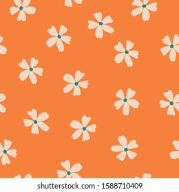 1970's groovy vintage retro floral seamless vector pattern