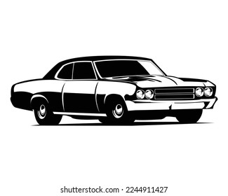 1970s muscle car logo silhouette. isolated on white background side view. best for badges, emblems, icons, stickers. vector illustration available in eps 10.