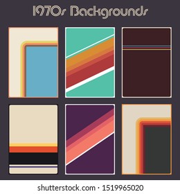 1970s Pattern, Cover Templates, Vintage Color Striped Backgrounds