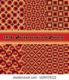 1970s Patterns, Geometric Repeating Background Set 