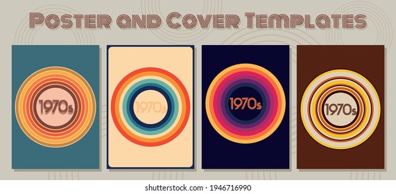 1970s Poster and Cover Templates, Vintage Color Combinations