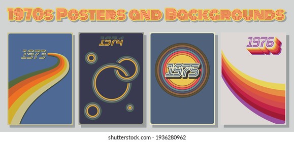 1970s Posters and Backgrounds, Vintage Color Combinations and Shapes