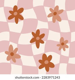 1970s Retro flat Daisy Pattern Hippie Aesthetic