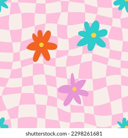 1970s Retro flat Daisy Pattern Hippie Aesthetic