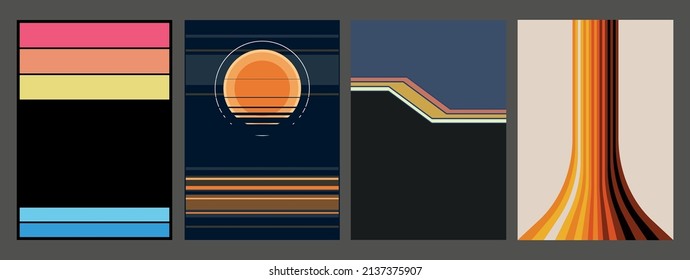 1970s Retro Stripes Background Set