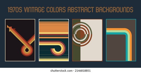 1970s Retro Style Lines Backgrounds Set