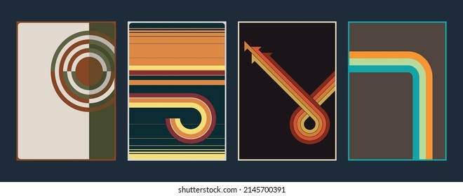 1970s Retro Style Patterns and Backgrounds Set