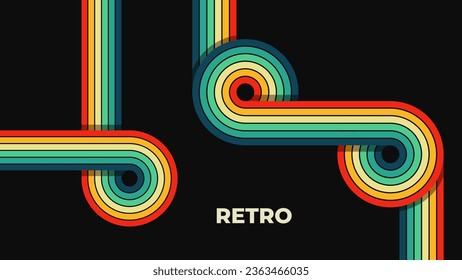 1970s retro wavy line art. Groovy colorful abstract design for background, poster, banner