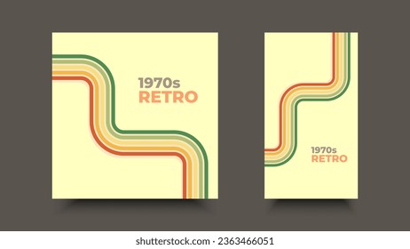 1970s retro wavy line art. Groovy colorful abstract design for background, poster, banner