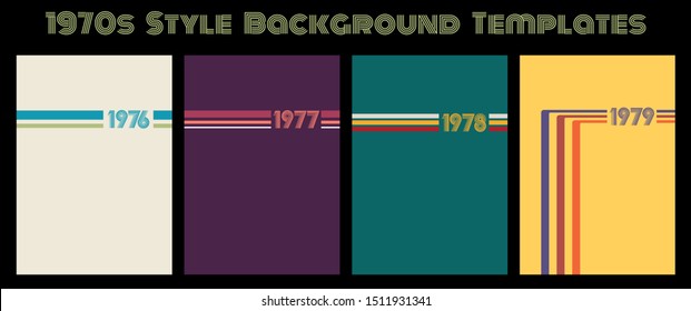 1970s Style Background Templates, Vintage Color Stripes