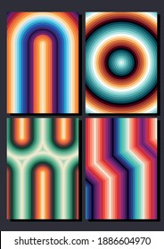 Farbige Hintergründe im Stil der 70er Jahre, Muster. Psychedelische Farbkombinationen