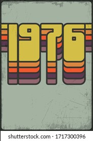 1970s Style Poster Background, Cover Template, Vintage Color Lines, Grunge Texture Pattern, 