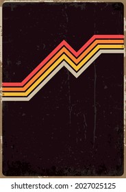 1970s Style Poster, Cover Template, Color Stripes, Vintage Colors, Grunge Texture