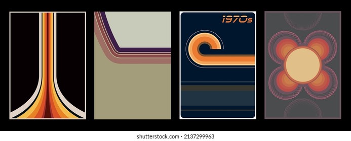 1970s Style Vintage Backgrounds Set