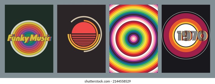 1970s Style Vintage Colors Backgrounds Set
