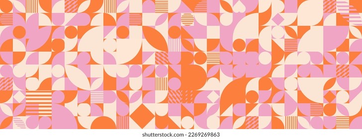 1970's Vintage Geometric Pattern. Seamless Bauhaus 60s and 70s style pattern. Vector Illustration. EPS 10.