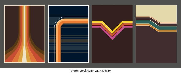 1970s Vintage Stripes Background Set