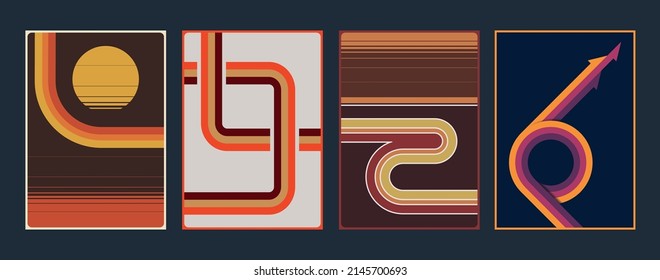 1970s-1980s Retro Style Abstract Backgrounds Set