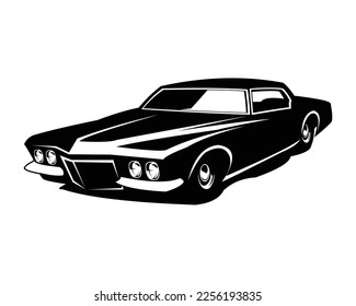 1971 buick riviera gran sport silhouette. elegant side view. premium car vector. Best for badge, emblem, icon, sticker design.