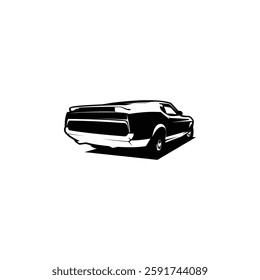 1971 Ford Mustang logo. Isolated white background seen from behind. Best suited for emblems, badges and the vintage car industry.