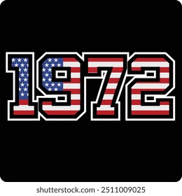 1972 number vector design with american flag motif