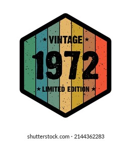 1972 Vintage Retro Limited Edition t shirt Design Vector