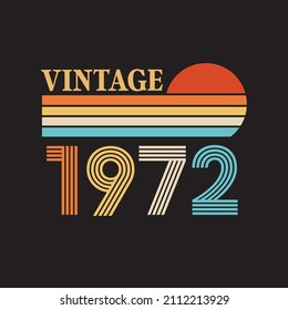 1972 vintage retro t shirt design vector  black background