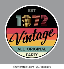 1972 vintage style t shirt design vector