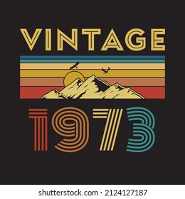 1973 vintage retro, Original, t shirt design vector black background
