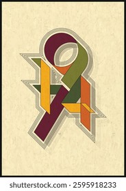 1974 Vintage Style Poster from the Seventies, 70s Colors and Shapes