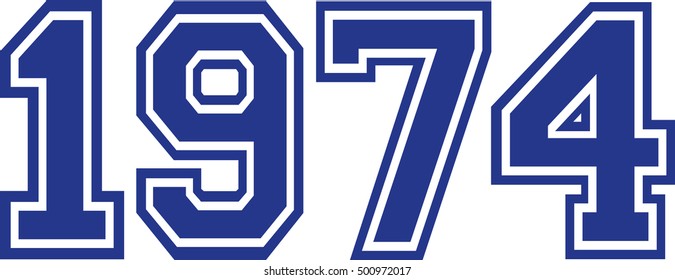 1974 Year college font