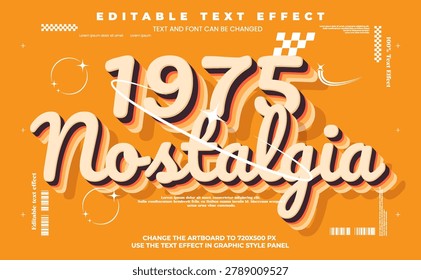 1975 Nostalgia editable text effect in modern trend style